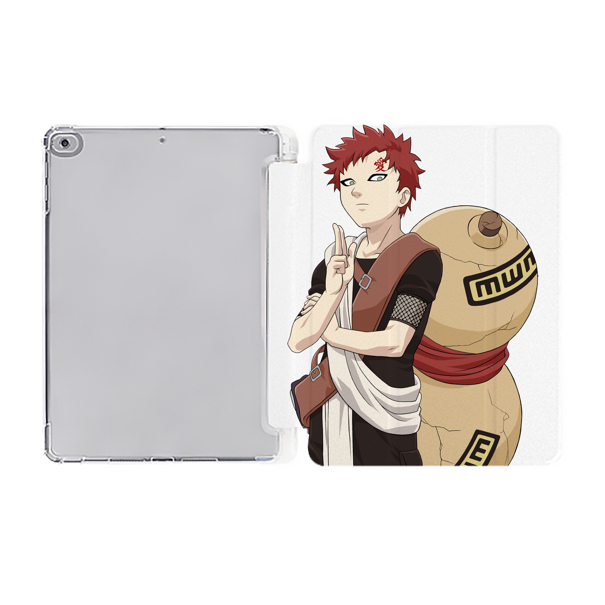 （画像用） NARUTO -ナルト- ガアラ Gaara IPad ケース ペン収納付き 三つ折りスタンド PUレザー×シリコン 対応機種9.5/10.5/10.9インチ
